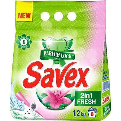Пральний порошок для машинного прання Savex Parfum Lock 2in1 Fresh 1.2 кг