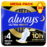 Прокладки гігієнічні Always Ultra Secure Night (Розмір 4) 36 шт.