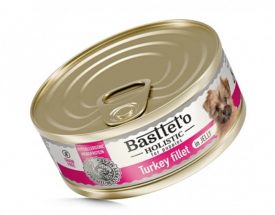 Корм вологий Basttet`o для собак Holistic шматочки філе індички, в желе 85 г