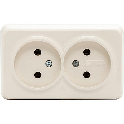 Розетка Gunsan Misya подвійна без заземлення кремова