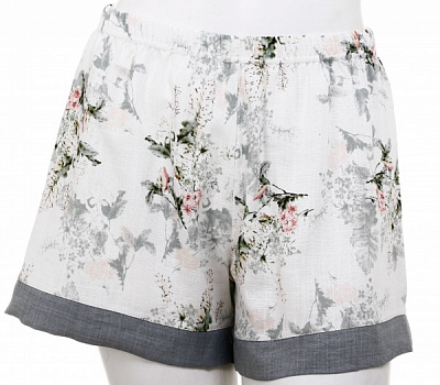 Шорты Trio женские SUMMER принт цветочный букет р. M молочный