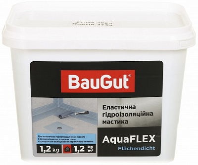Мастика акрилова BauGut Еластична гідроізоляціяйна мастика AquaFlex 1,2 кг 1 л