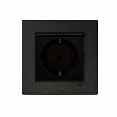 Механізм розетки побутова без заземлення EXEN Karell IP20 чорний 290-001403-240