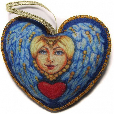 Підвіска фетрова Серце синя 8 см