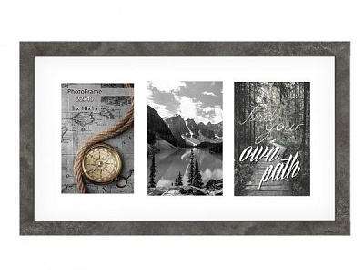 Фоторамка с паспарту SvitArt FKP-3-1913-3A 10x15 см гранитный серый 