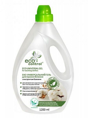 Гель для машинной и ручной стирки ECO CONTROL универсальный с экстрактом хлопка 1,2 л