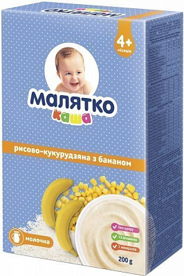 Каша молочна Малятко від 4 місяців Рисово-кукурудзяна з бананом 8606107543543 200 г