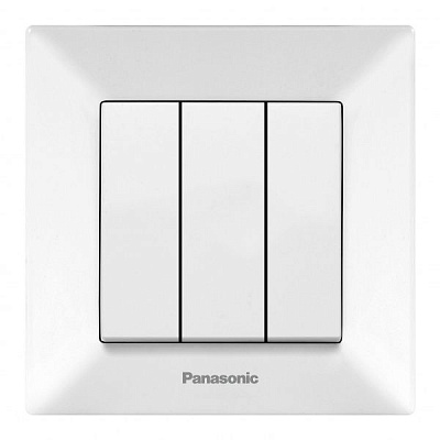 Вимикач триклавішний Panasonic Arkedia Slim 10 А 250В білий 480100196