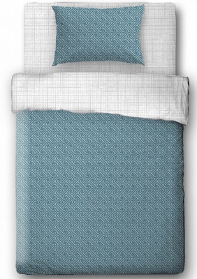 Комплект постельного белья Tailored 1,5 бирюзовый с серым Ibodo 