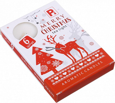 Свеча-таблетка ароматизированная Pako-If Рождественская Скандинавская 6 шт. белый 