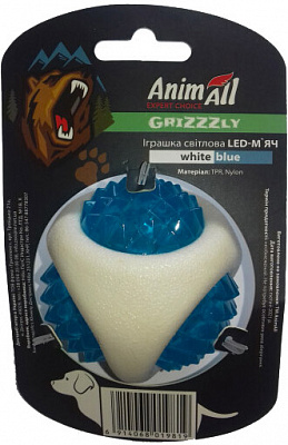 Игрушка для собак AnimAll GrizZzly 9819 световой LED-мяч бело-синий