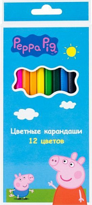 Карандаши цветные Свинка Пеппа Peppa Pig 12 цветов