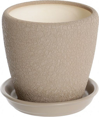 Горщик керамічний Оріана-Запоріжкераміка Грація №4 шовк капучино круглий 1,2л капучино