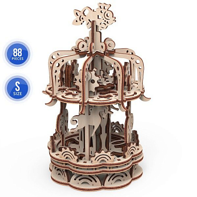 Дерев'яний 3D-конструктор Mr.Playwood Карусель S механічна 10404