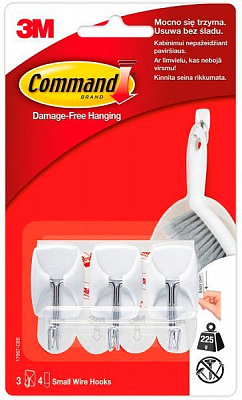 Крючок 3M Command 17067 для столовых приборов 0,225 кг 3 крючка 4 полоски