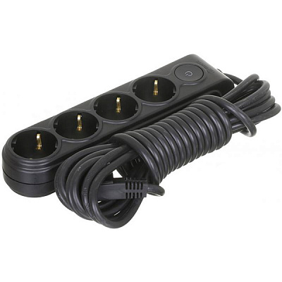 Удлинитель Makel с защитными шторками с заземлением 4 гн. черный 5 м N4311163 