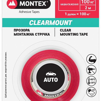 Двухсторонняя автомобильная клейкая лента MONTEX SHS MTX1050 9 мм 0,5 мм 2 м прозрачный