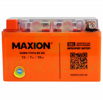 Аккумулятор автомобильный MAXION 7Ah 90A 12V YTX7A-BSGEL «+» слева