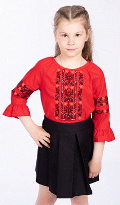 Вышиванка для девочек Эдельвика р.134 красный 21-22/00 