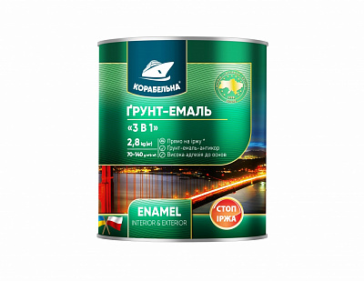 Грунт-эмаль КОРАБЕЛЬНА 3 в 1 серый мат 0,9кг