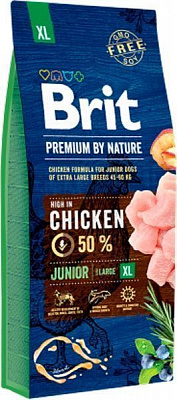 Корм Brit Premium Джуніор XL для цуценят гігантських порід, з куркою, 15 кг,
