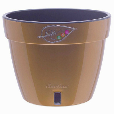 Вазон пластиковый Santino Асти круглый 1,4 л золотой (AST14GLD/BL) 