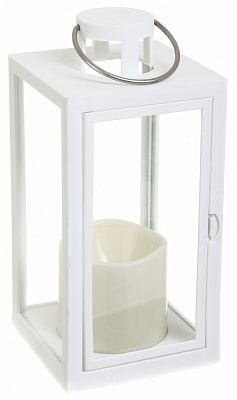 Свеча -фонарь LED со свечой 10х10х21 см белый Pako-If