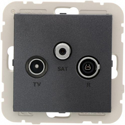 Розетка TV концевая оконечная с заземлением Efapel Apolo IP20 графит 50543 TGR