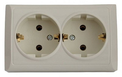 Розетка двойная с заземлением UP! (Underprice) без шторок без крышки кремовый 2213 CREAM
