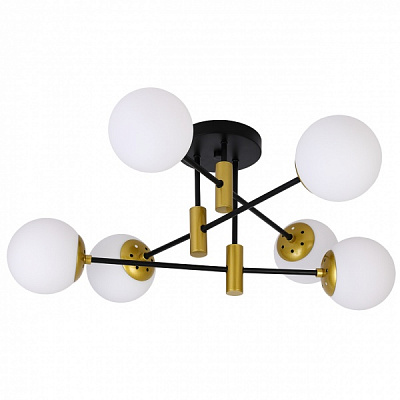 Світильник стельовий Hopfen 6x40 Вт E27 чорний/золото/білий Balle C6 - GBK
