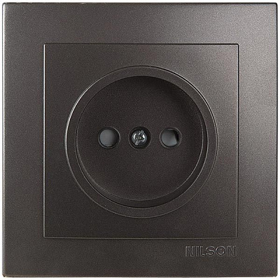 Розетка без заземлення Nilson Touran без шторок антрацит