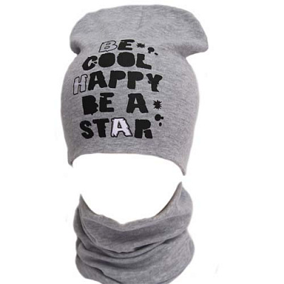 Комплект шапка + снуд для хлопчика Kraft+ 330-Т р.52-54 світло-сірий