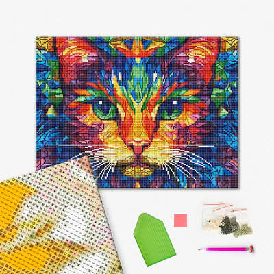 Алмазная мозаика Цветной кот 40x50 см Brushme