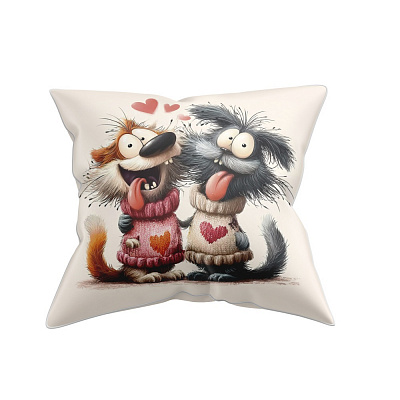 Подушка декоративная Dog and Dog 38x38 см бежевый с рисунком