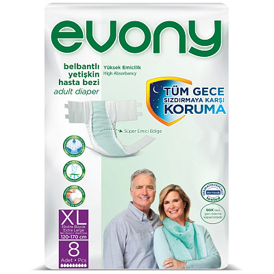 Подгузники Evony для взрослых EVONY E.Large 8 шт.