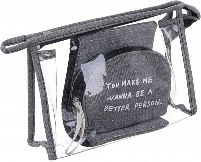 Набір косметичок Смужка 3 шт B10769 сірий