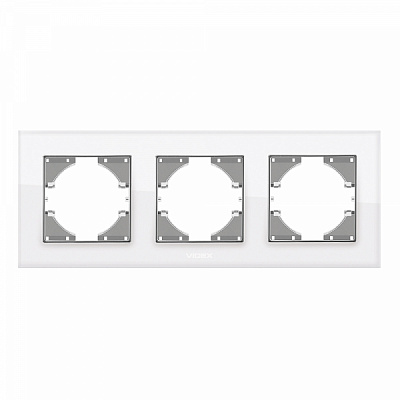 Рамка тримісна Videx Binera горизонтальна біле скло VF-BNFRG3H-W