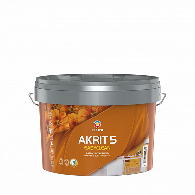 Фарба інтер'єрна акрилова Eskaro Akrit 5 Easyclean мат Білий 2,85л 3,56кг
