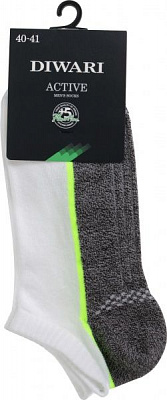 Носки Diwari ACTIVE (ультракороткие) 044 р. 25 белый с серым 15С-44СП 