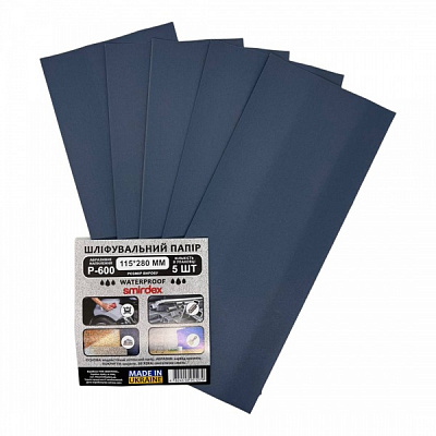 Наждачная бумагаSmirdex водостойкий 600 грит 115х280 мм 5 шт. VG-017
