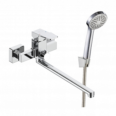 Смеситель для ванны RJ ROD L-излив, с душевым гарнитуром, хром