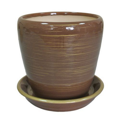 Горшок керамический Ориана-Запорожкерамика Грация круглый 20л шоколад с золотом 