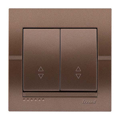 Вимикач прохідний двоклавішний Lezard Deriy без підсвітки 250В темно-сірий металік 702-2929-106