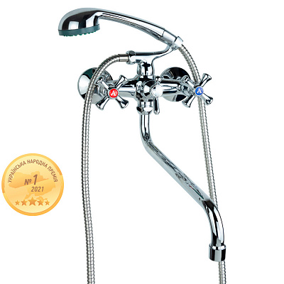 Змішувач Aquatica PL 1/2 для ванни гусак вигнутий дивертор вбудований кульовий (PL-5C455C)