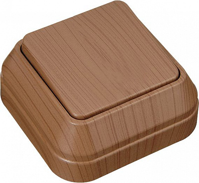 Вимикач одноклавішний Makel IP44 без підсвітки 10 А 250В горіх 45401