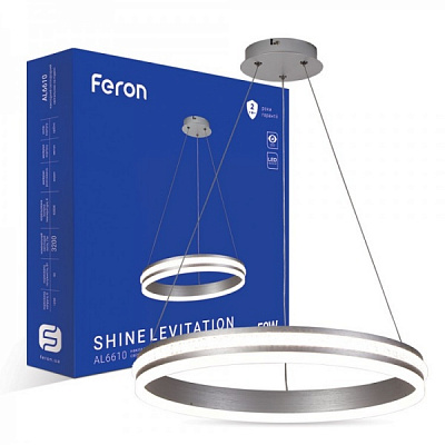 Светильник потолочный Feron AL6610 50W SHINE LEVITA серебряный 4000 К 