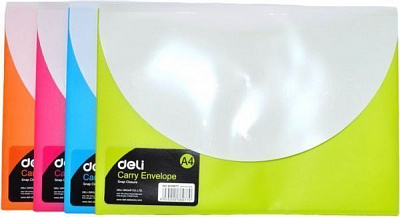 Папка пластиковая 38978 микс А5 неон с белим клапаном Rio (0,18мм) зеленый Deli