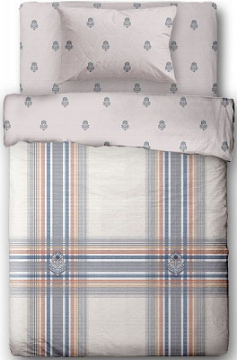 Комплект постільної білизни Bright Check 1,5 бежевий із малюнком Ibodo