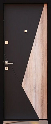 Двері вхідні Abwehr АП2-373 086П (ЧШ/СЕК) НВ Kale257/Kale252 чорний матовий 2050х860мм праві
