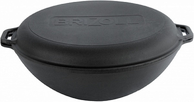 Казан Brizoll ø360 мм 135 мм 8 л WOK з чавунною кришкою-сковородою W36-3